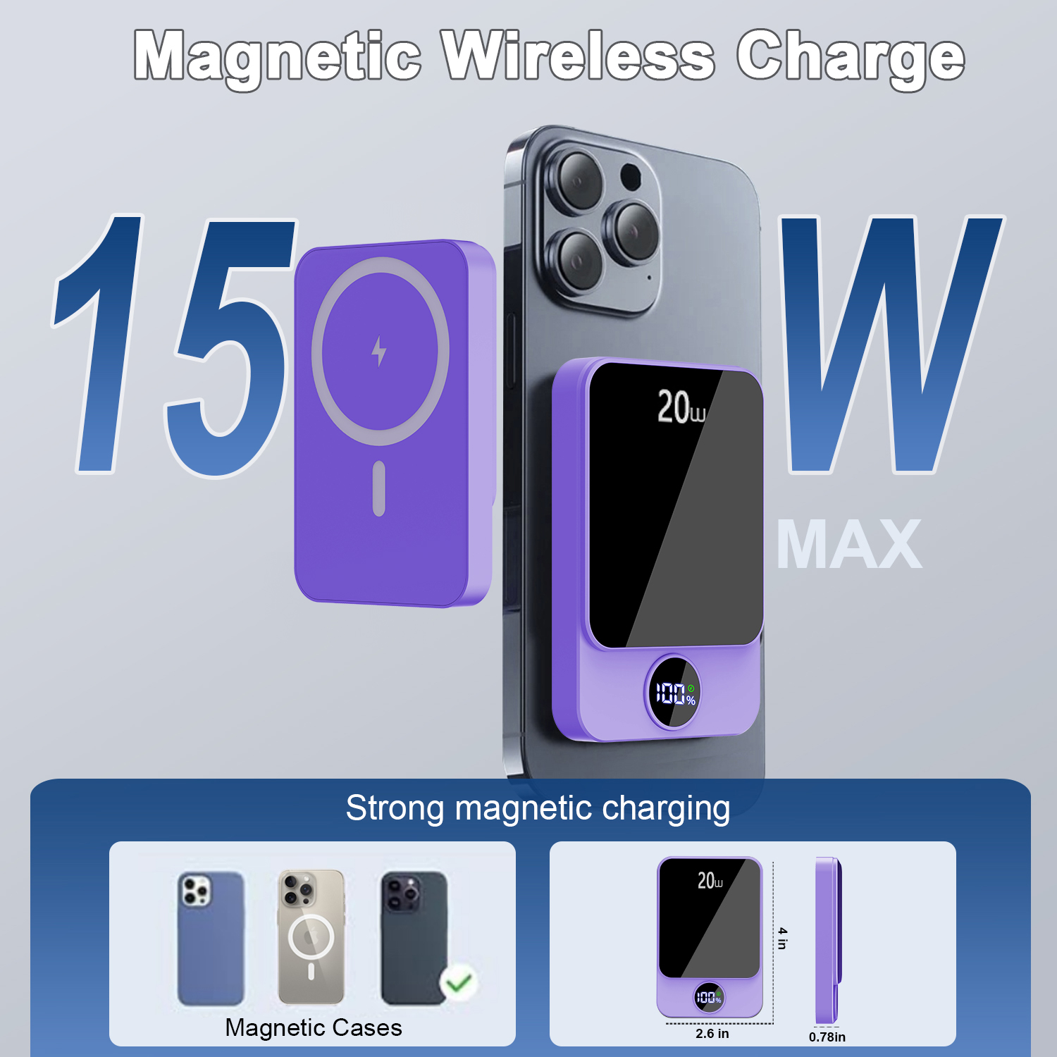 Btootos 10000mAh Magnetic Wireless Power Bank with USB-C photo 7