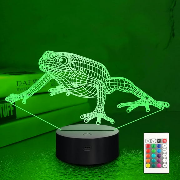 Frog 3D Night Light Kids Optical Illusion Lamp with 16 Colors Remote Control Changing Birthday Xmas Valentine Gift Idea for Boys and Girls