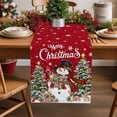 thumbnail image 2 of Red Snowman Christmas Dresser Scarf Farmhouse, Dining Table Decorations for Wedding/Parties, Gifts Xmas Tree Snowflake Winter Table Runner 72 Inches Long for Kitchen Dining, 18 x 72 In, 2 of 9