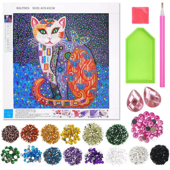 Lucyzero Arts et Métiers Cadeaux pour 10 11 12 13+ Ans Filles Enfants, DIY 5D Peinture au Diamant pour les Filles Adultes Adolescents Enfants Âge 8 9 11 12 Diamant Art Kits Cadeaux d'Anniversaire pour les Filles Enfants-Chat 005