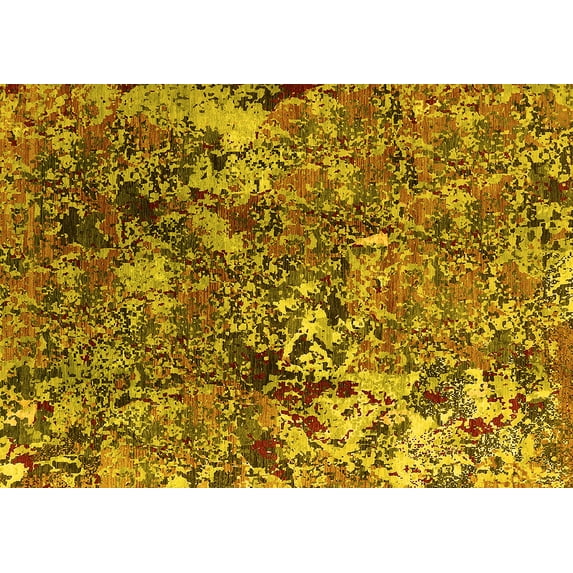 Ahgly Company Indoor Rectangle Oriental Yellow Industrial Area Rugs, 4' x 6'