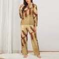 thumbnail image 3 of Disketp Pajamas Set Long Sleeve Sleepwear Womens Button Down Nightwear Pj Sets-Vintage Baseball, 3 of 9