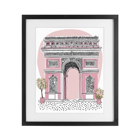 Stupell Industries Bohemian Pink Neoclassical Archway Black Framed Print Under Glass, 13 x 16, by Jess Stempel
