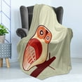 thumbnail image 4 of Owl Soft Flannel Fleece Throw Blanket, Full Moon Night with Nocturnal Large Eyed Animal on the Tree Branch Caricature Image, Cozy Plush for Indoor and Outdoor Use, 70" x 90", Multicolor, by Ambesonne, 4 of 5