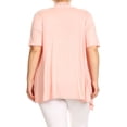 thumbnail image 4 of Women's Plus Size Short Sleeves Draped Open Front Solid Cardigan, 4 of 5