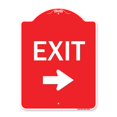 thumbnail image 1 of SignMission A-DES-RW-1824-23421 18 x 24 Po. Panneau Designer Series - Panneau de Parc de Stationnement Panneau de Sortie & Flèche Droite, Rouge & Blanc, 1 of 1