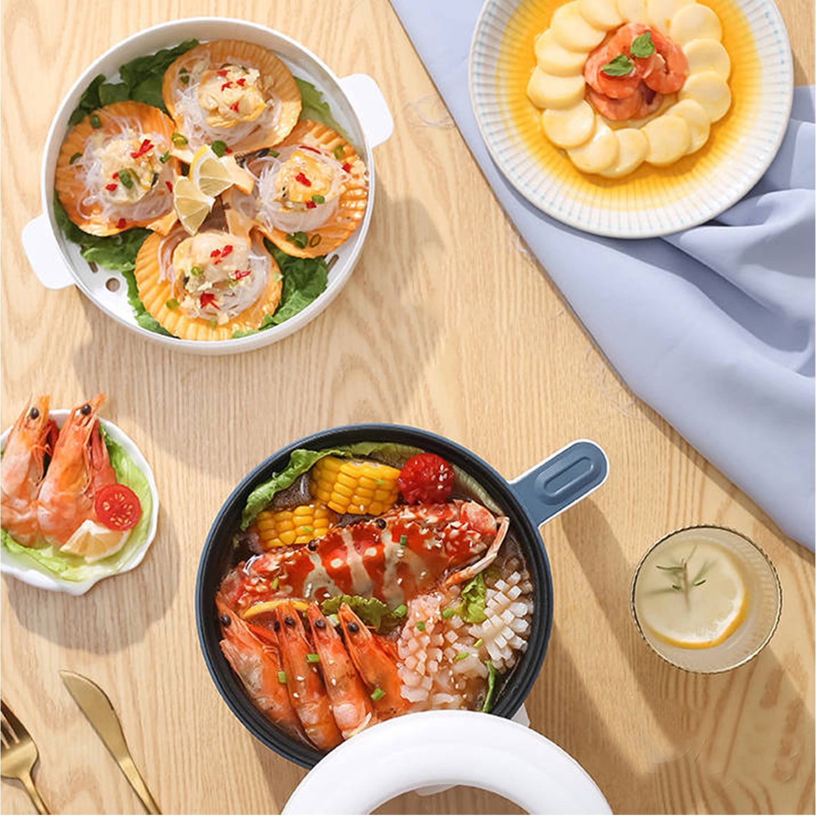 Mini Electric Rice Cooker Small Multi Function Cooker Non Stick Portable Electric Pot for Cooking Rice Oatmeal Porrington Soup White Single Pot 1.8 Liter Capacity
