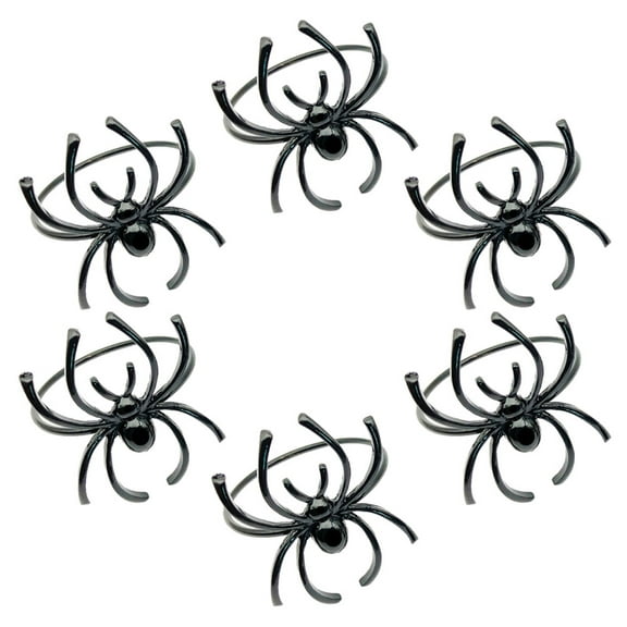 GAXIRE Cobwebs Napkin Rings 6 Pcs Black Zinc Alloy for Party