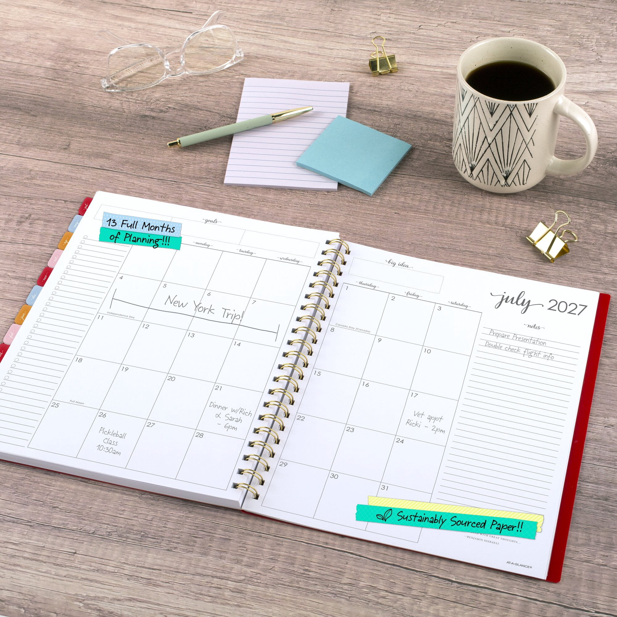 AT-A-GLANCE Harmony Academic 2026-2027 Weekly Monthly Planner Scarlet Large 8 12