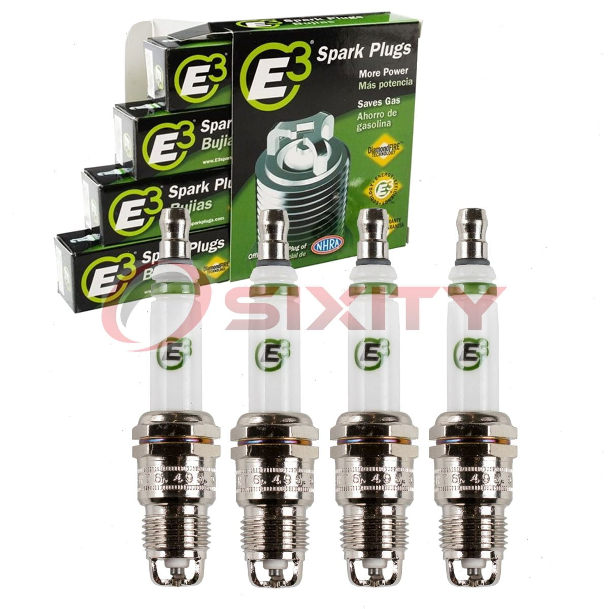 4 pc E3 Spark Plugs compatible with Pontiac Fiero 2.5L L4 1984-1988