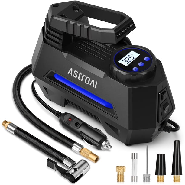Compresor de aire portátil AstroAI, inflador de neumáticos, 12 V DC, 100 PSI