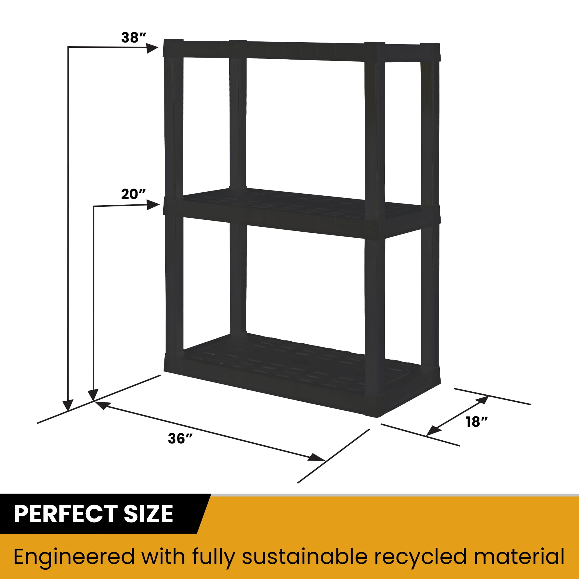 Hyper Tough Garage Shelving Unit Heavy Duty 3-Tier 2-Pack 39"H x 30"W x 14"D, Black 300 lb Capacity