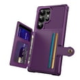 thumbnail image 2 of SaniMore Versatile Case for Samsung Galaxy S24 Ultra, Rugged PC Shell PU Leather Flip Card Pocket Stand Feature Magnetic Car Mount Shockproof Anti-drop Heavy Duty Protective Cover, Purple, 2 of 7