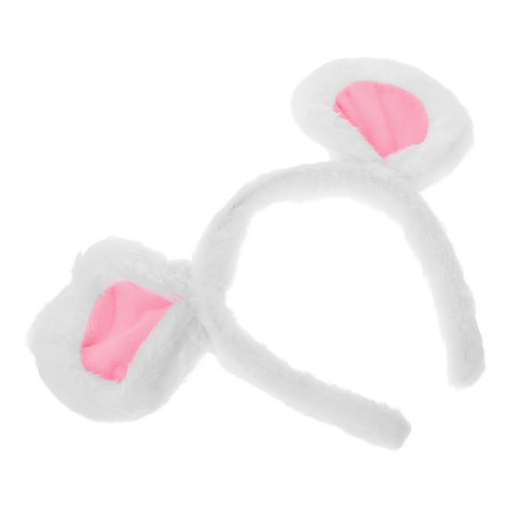 Toyvian Stylish White Mouse Ears Hairband Plush Material for Party and Casual Wear