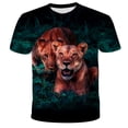thumbnail image 1 of 2022 nuevo verano León Animal 3D estampado niños ropa de calle Punk Harajuku hombres manga corta cuello redondo Top hombres T-shirt3T Gao Jinjia LED, 1 of 2