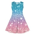 thumbnail image 3 of AUNVITO Girls Summer Sleeveless Dress with Sequins Print Round Neck Fitted Waist Casual Dress, 3 of 6