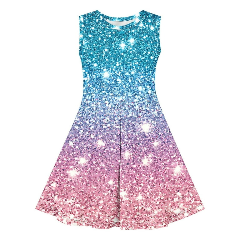 Delliss Little Girls Sleeveless Sequin Dress Cute Summer Sundress Tutu Dress  A-Line Playwear Dress - Walmart.com