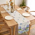 thumbnail image 3 of Hydrangeas Table Runner 90 Inches Long Farmhouse Dress Scarves, Purple Floral Butterfly Leaves Beige Dining Tablerunner for Coffee Table/Kitchen Island/Party Décor, 13" x 90", 3 of 8
