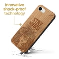 thumbnail image 3 of Case Yard Wooden Case Outside Soft TPU Silicone, Slim Fit Shockproof Wood Protective Phone Cover for Girls Boys Men and Women, Supports Wireless Charging Monster Girl Design case for iPhone-SE, 3 of 7