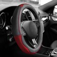 thumbnail image 3 of Sleek & Sporty Genuine Leather Steering Wheel Cover - RED, 3 of 5