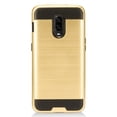 thumbnail image 2 of OnePlus 6T Phone Case Heavy Duty Metallic Brushed Texture Slim Hybrid Shock Proof Dual Layer Hard PC & Soft TPU Armor Defender Protective Rubber Rugged Cover GOLD Thin Cover for One Plus 6T, 2 of 3