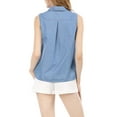 thumbnail image 6 of INSPIRE CHIC Women's Point Collar Single Breasted Sleeveless Shirt XS Blue, 6 of 9