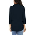 thumbnail image 4 of Women's Chiffon 3/4 Cuffed Sleeve Blouse Work Chiffon Casual V Neck Tops Shirt Office, 4 of 6