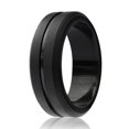 thumbnail image 1 of ROQ Anillo de boda de goma de silicona para hombre, ajuste cómodo, alianza de boda para hombre, banda de compromiso de goma transpirable, 0.315 in de ancho, 0.079 in de grosor, línea media grabada, in, 1 of 1