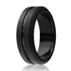 thumbnail image 1 of ROQ Anillo de boda de goma de silicona para hombre, ajuste cómodo, alianza de boda para hombre, banda de compromiso de goma transpirable, 0.315 in de ancho, 0.079 in de grosor, línea media grabada, in, 1 of 1