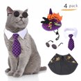 thumbnail image 1 of Conjunto de disfraz de Halloween para perro y gato, ajustable, sombrero de calabaza, capa para perro, corbata para perro, collar de bandana, gafas de sol para perros pequeños, como regalo, decoración, 1 of 3