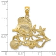 thumbnail image 3 of 14K Yellow Gold Polished Solid Textured Finish Aquarium Story Design Charm Pendant, 3 of 4