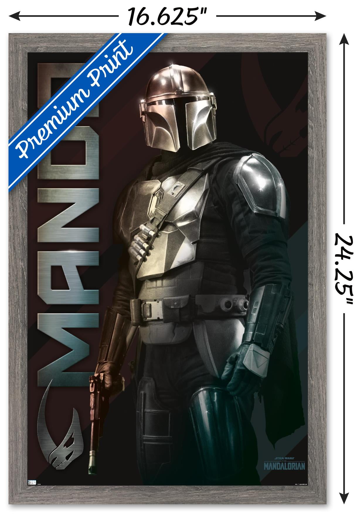 Star Wars: The Mandalorian - Name Wall Poster, 14.725" x 22.375", Framed