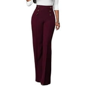 Niuer Womens Yoga Lounge Dress Pants Work Office Business Casual Slacks Stretch Regular Straight Leg Pants with Buttons