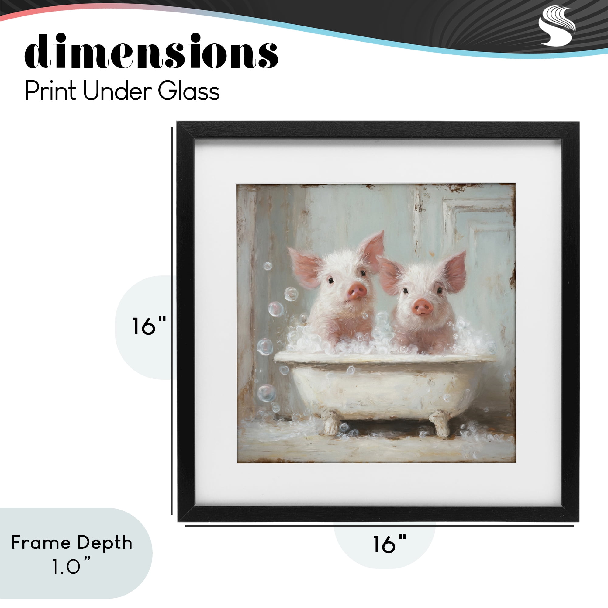 Stupell Industries Piglet Bubble Bath Black Framed Print Under Glass, design by Tina LeCour