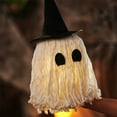 thumbnail image 2 of Adorno de fantasma brillante de Halloween | Decoración de sombrero de bruja Gnome | Decoración de elfo hecha a mano | Barba de fibra | Figura de amuleto de la suerte | Exhibición de estante de mesa, 2 of 5