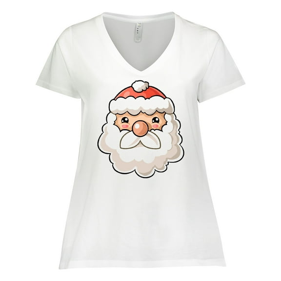 Inktastic Cute Santa Claus Face Women's Plus Size V-Neck T-Shirt