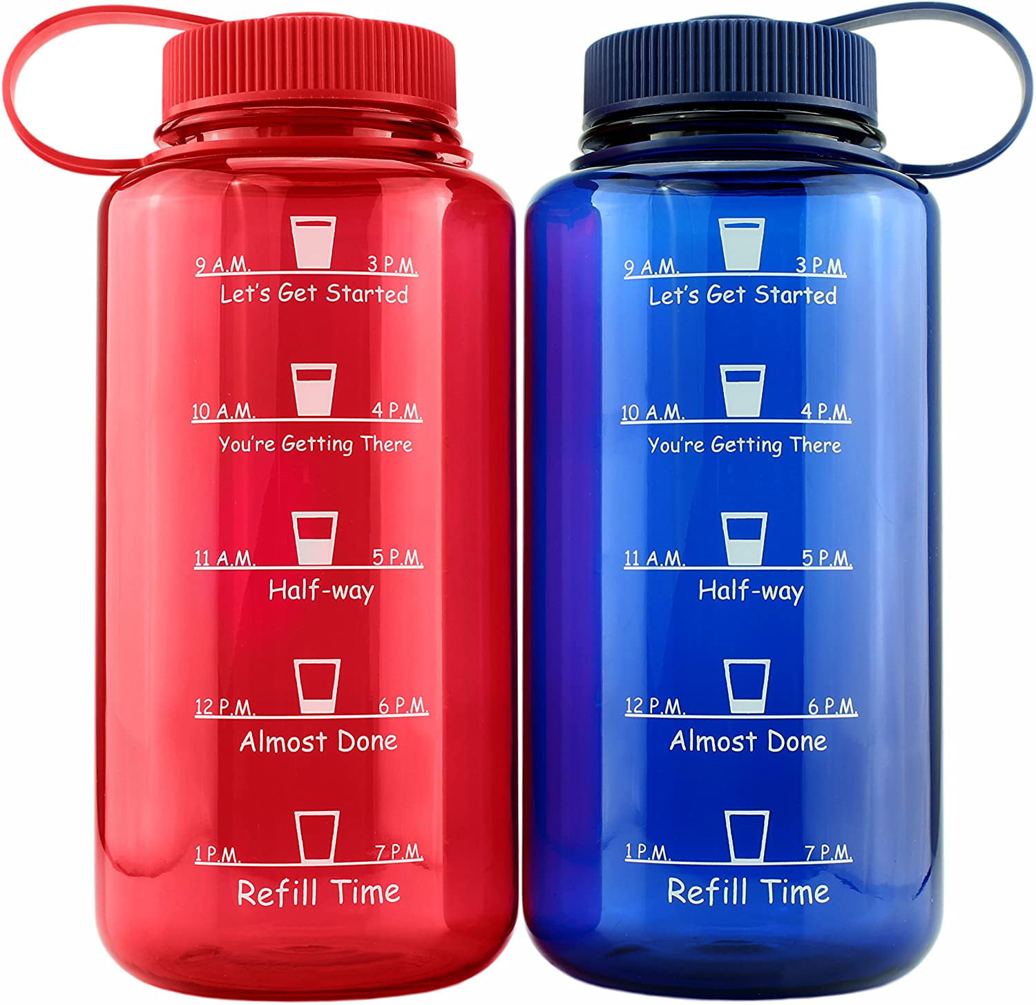 Timed Water Bottles 32-Ounce Combo Pack Time Marker Tracker Goal Bottle Sports 