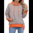 thumbnail image 1 of Sudadera de Rayas de Gran Tamaño para Mujer, Sudadera con Capucha de Bloques de Color, Jersey de Larga, Ropa Y2K Color Naranja XL, 1 of 10