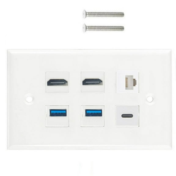 Decorative Wall Panel 6 Port HDTV USB3.0 Type C CAT6 Keystone Port RJ45 6 Port