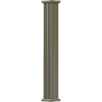 10" x 8' Endura-Aluminum Column, Square Shaft (For Post Wrap Installation), Non-Tapered, Fluted, Clay Finish w/ Capital & Base