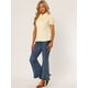 thumbnail image 2 of Blusa de algodón con volantes y cuello vuelto Allegra K Beige L, 2 of 5