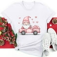 thumbnail image 2 of Women's Cute Valentines Day Tshirts Heart Gnome Car Graphic T Shirts Shor Sleeve Crewneck Tee Tops, 2 of 5