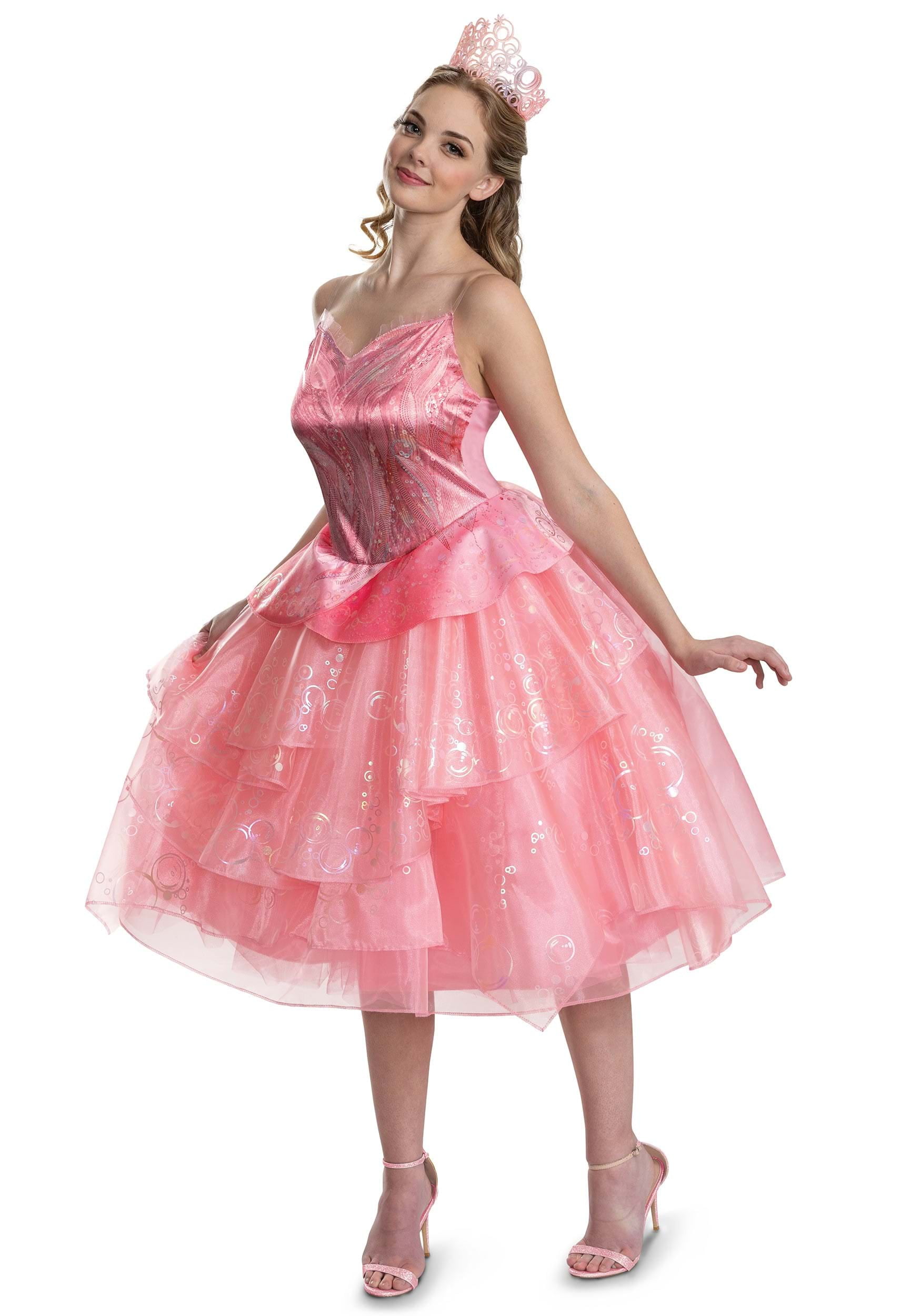 glinda dress wicked 2024 Upland Cosplay Costume Hallowcos Listed in womens sizes Women's Wicked Deluxe Glinda Costume