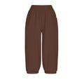thumbnail image 2 of Zuesphe Casual Pants for Women Loose Fit Petite Women Capri Pants Sale Wide Leg Pants Women Casual Womens Cargo Pants High Waisted Cotton, 2 of 5