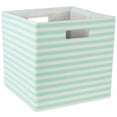 thumbnail image 1 of Design Imports CAMZ10606 13 x 13 x 13 Po Carré Cube de Rangement en Polyester à Rayures & 44; Aqua, 1 of 2