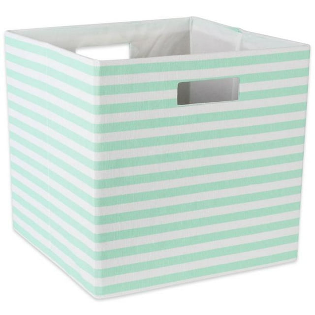 Design Imports CAMZ10606 13 x 13 x 13 Po Carré Cube de Rangement en Polyester à Rayures & 44; Aqua