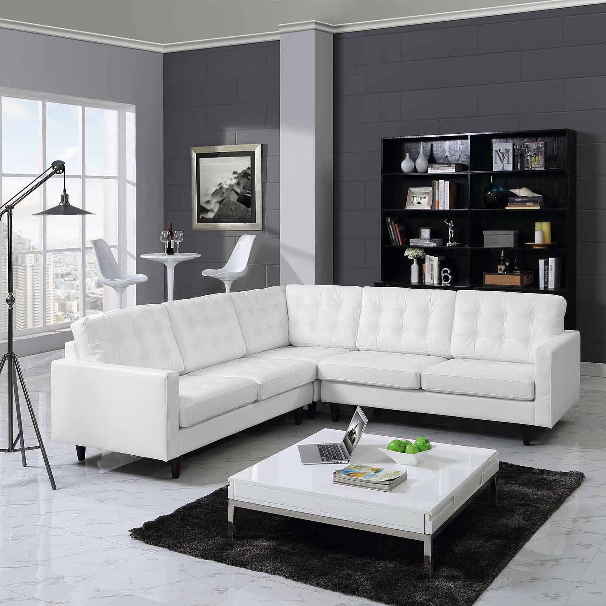 Modway Empress 3 Piece Leather Sectional Sofa Set Multiple Colors
