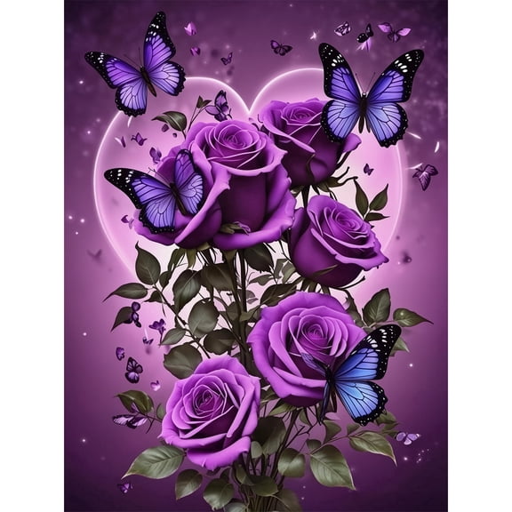 CSZPPQAF Butterfly Diamond Painting Kits,Full Round Drill Diamond Art,Craft for Adults,Home Wall 11.8×15.8 inch