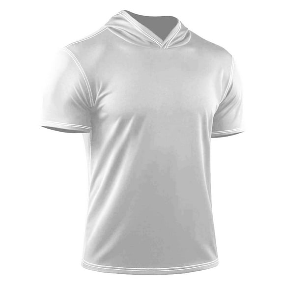 fatyb Men's Short Sleeve Hoodie Athletic Workout Hooded T Shirts Breathable Summer Running Muscle Tees