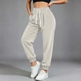 thumbnail image 7 of XuJwPNcy Women Jogger Pants Lightweight Drawstring High Waist Cinch Bottoms Trousers Workout Running Pants with Pockets(Beige,Large), 7 of 7